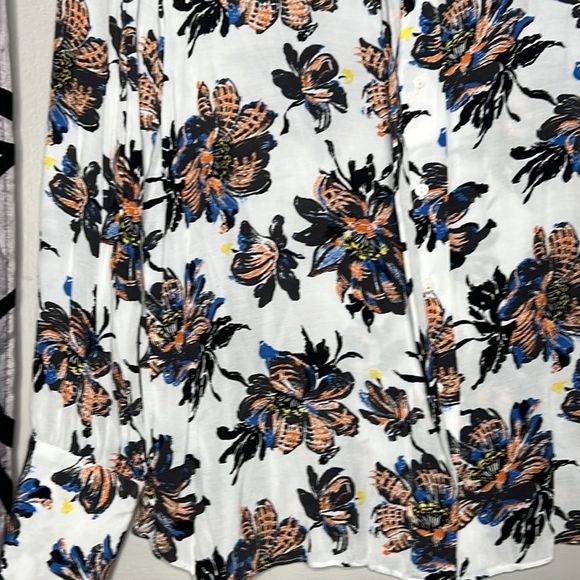 Zara floral, long sleeve, button-down blouse, size large - Picture 7 of 13
